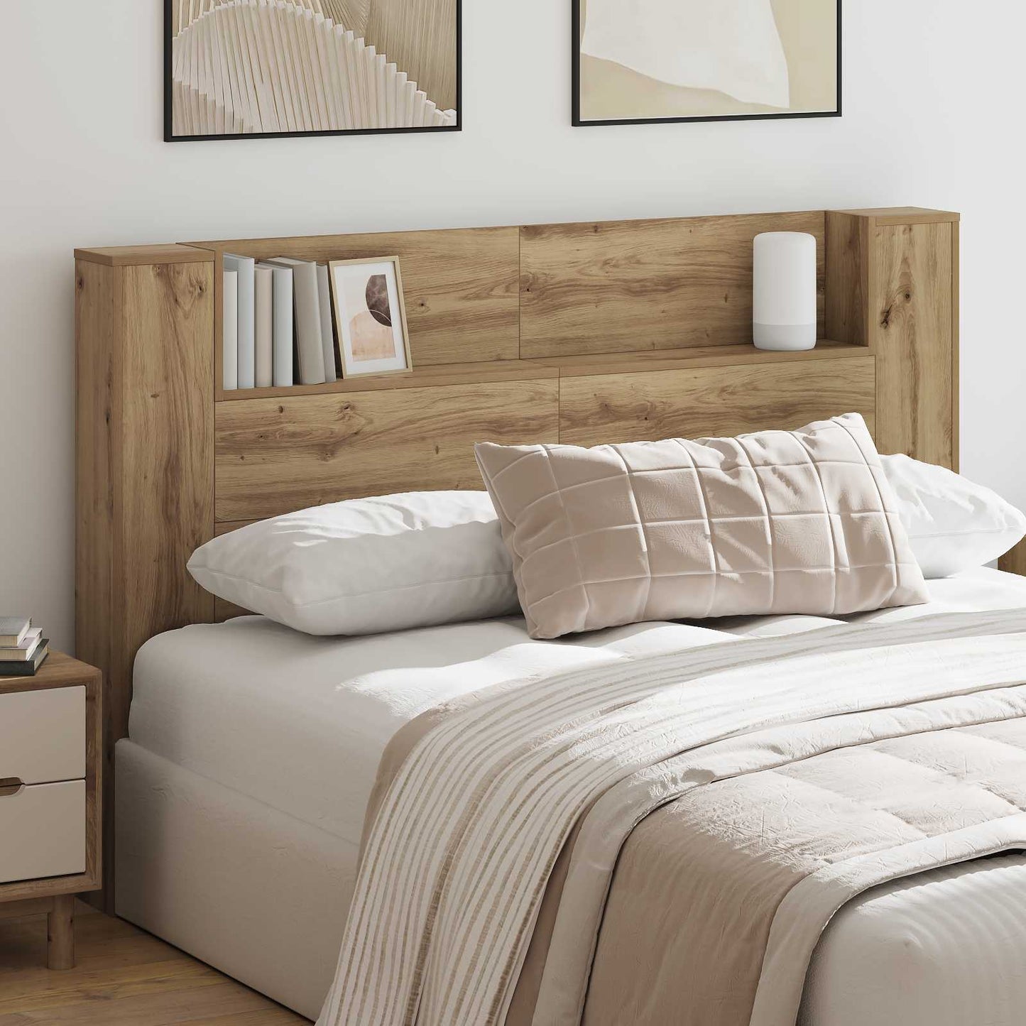 Testata con Mobile e LED Rovere Artigianale Legno multistrato
