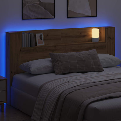 Testata con Mobile e LED Rovere Artigianale Legno multistrato | homemem39