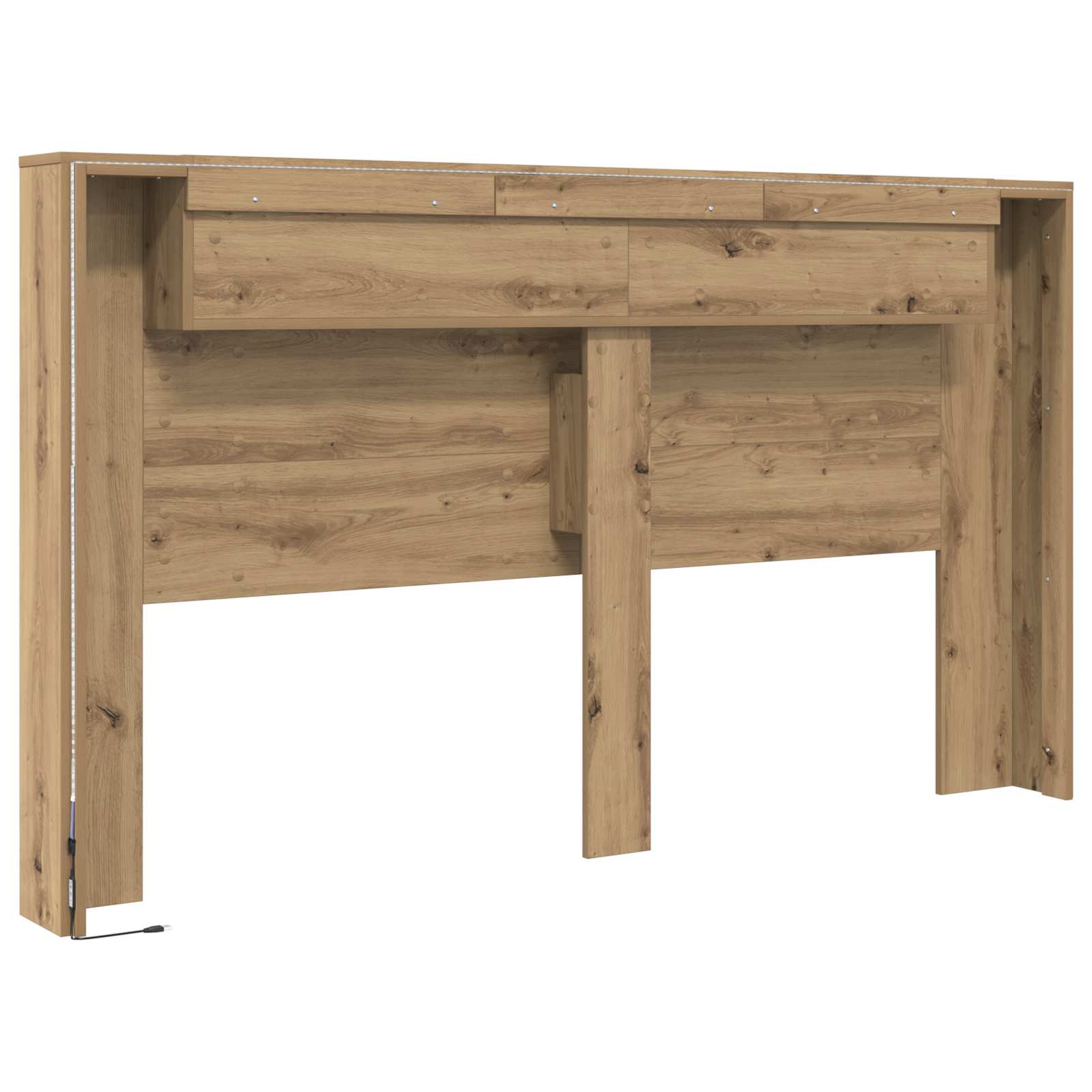 Testata con Mobile e LED Rovere Artigianale Legno multistrato | homemem39