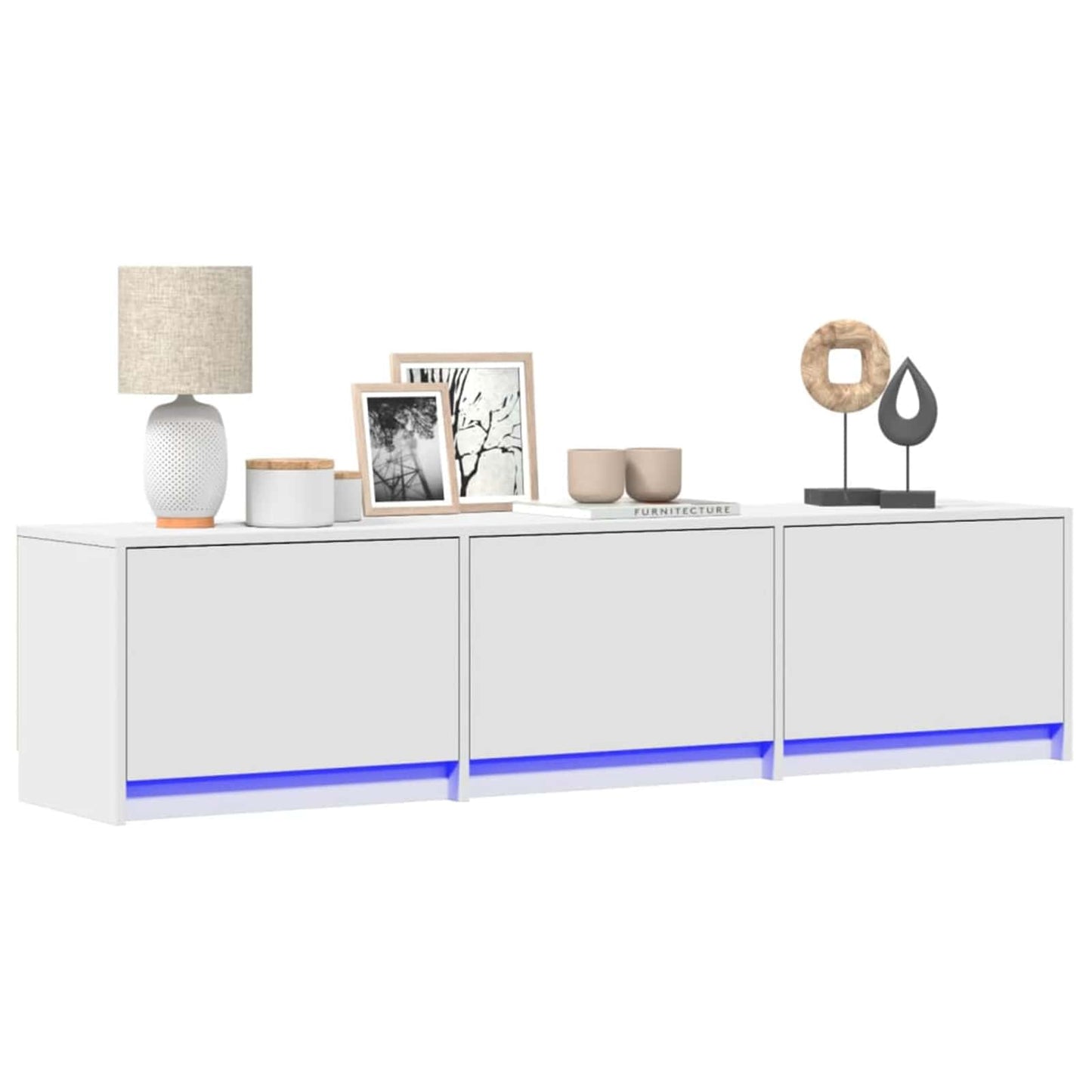 Mobile TV con led Bianco 165 x 34 x 40 cm Legno multistrato