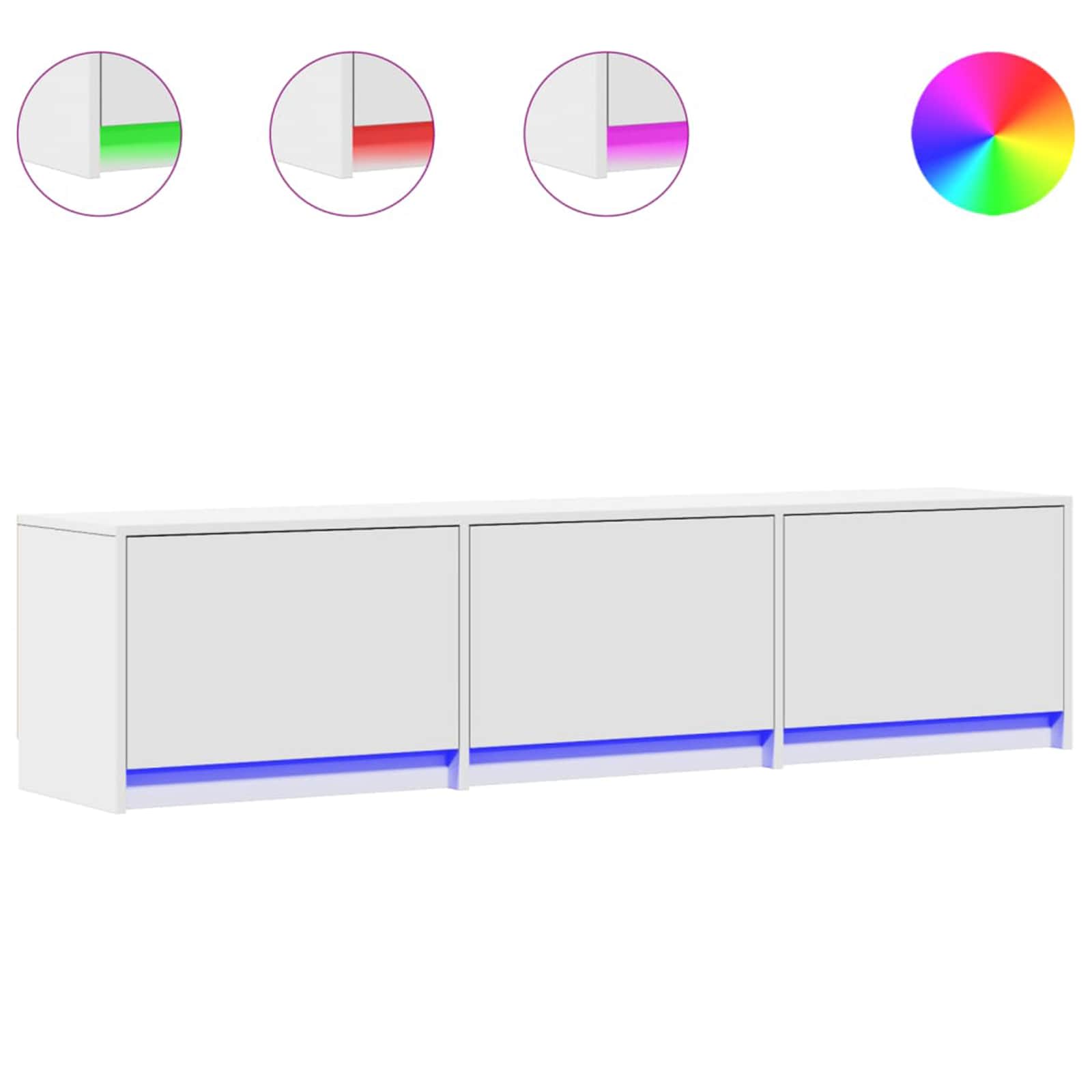 Mobile TV con led Bianco 165 x 34 x 40 cm Legno multistrato | homemem39