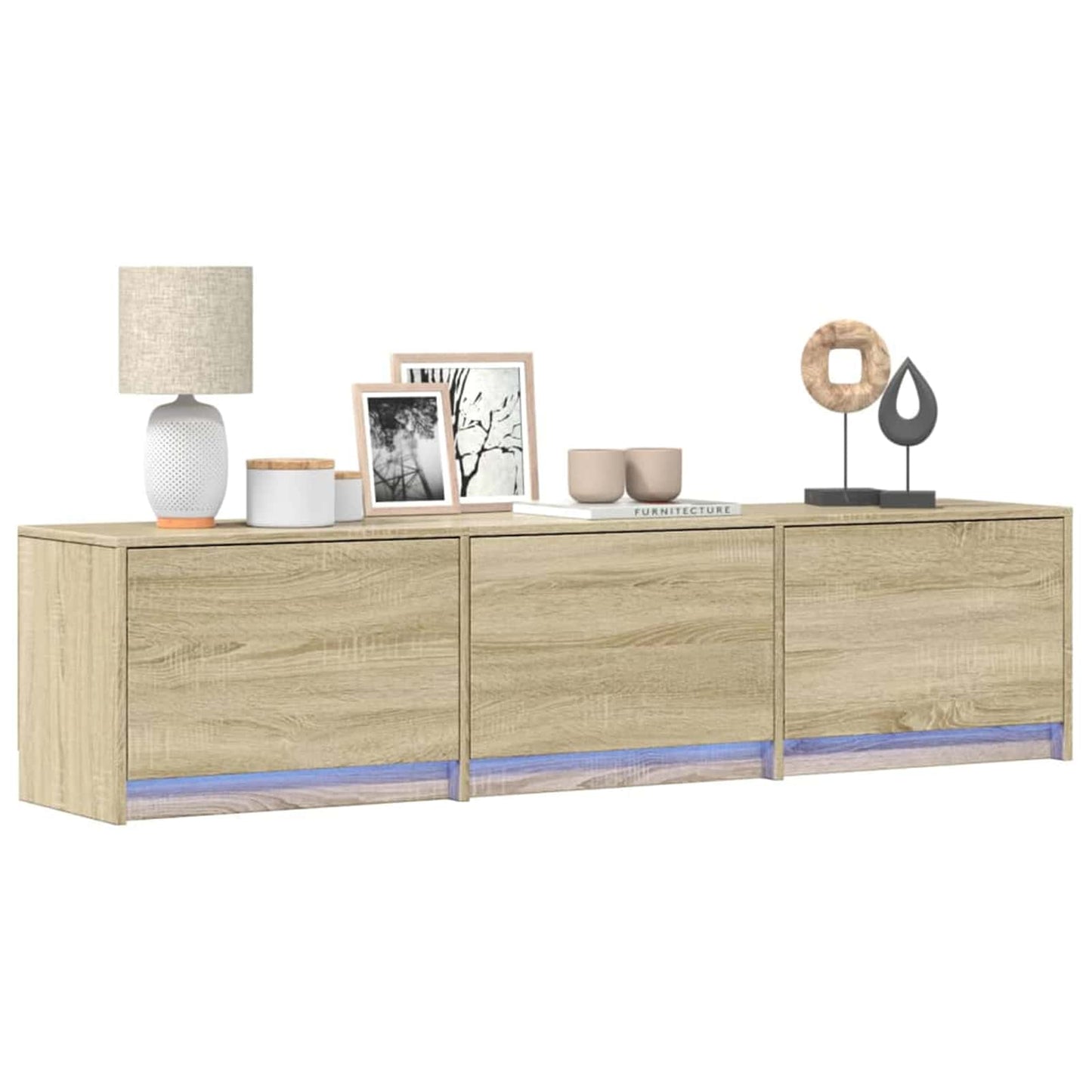 Mobile TV con led Sonoma 165 x 34 x 40 cm Legno multistrato | homemem39