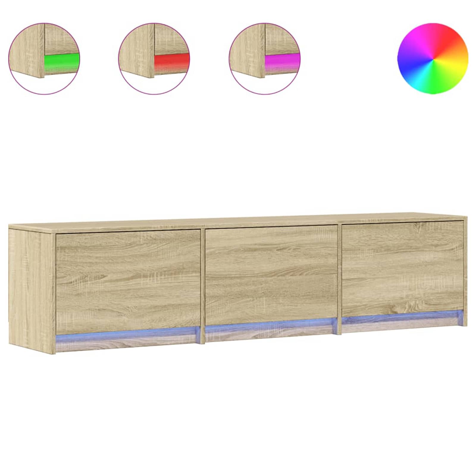 Mobile TV con led Sonoma 165 x 34 x 40 cm Legno multistrato | homemem39