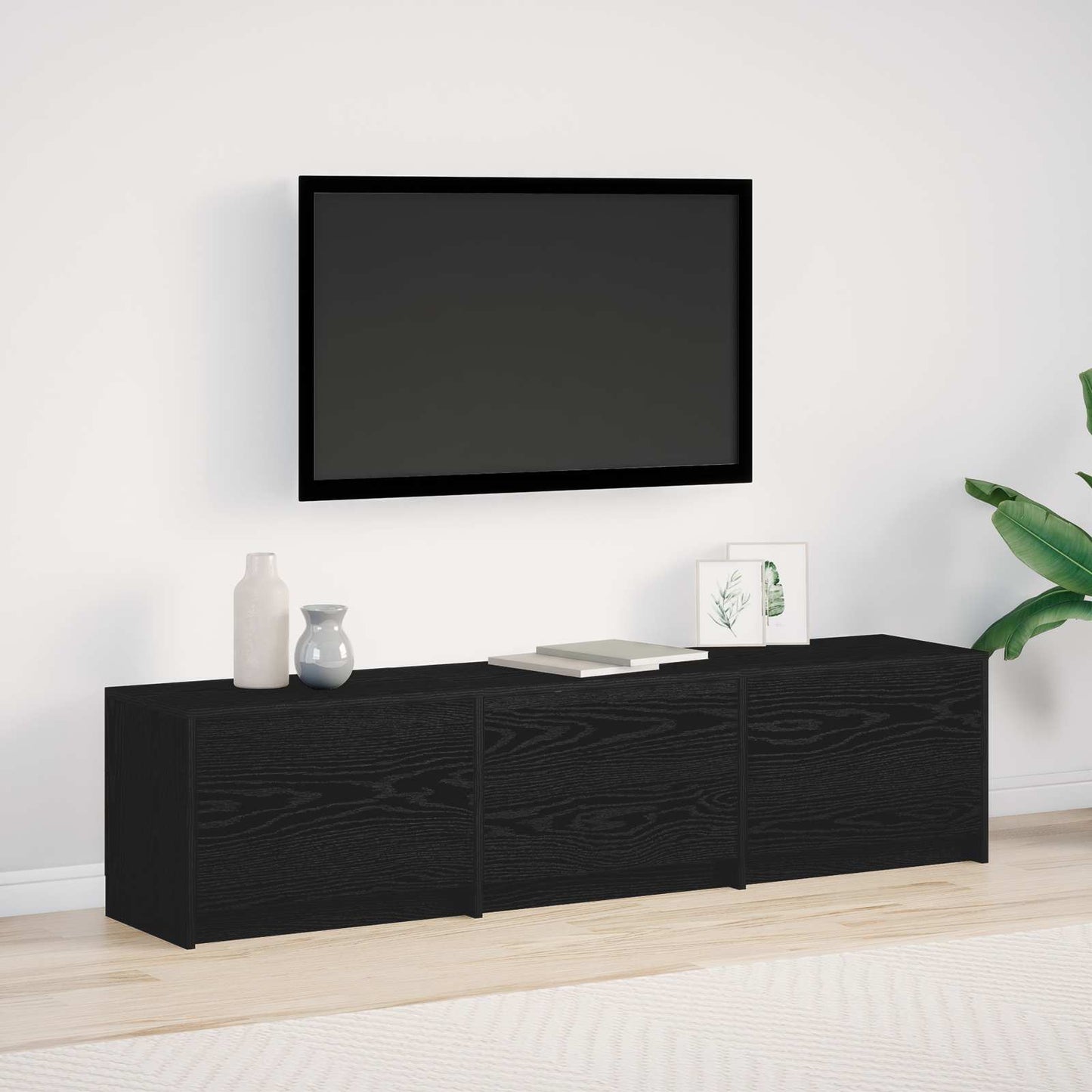 Mobile TV Rovere Nero 165 x 34 x 40 cm Legno multistrato