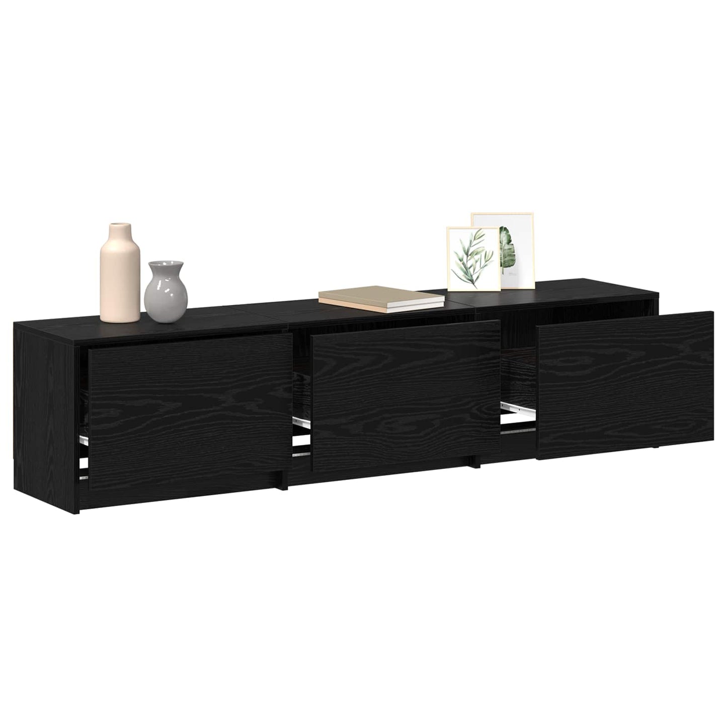 Mobile TV Rovere Nero 165 x 34 x 40 cm Legno multistrato | homemem39