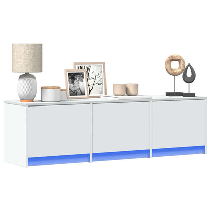 Mobile TV con led Bianco 140 x 34 x 40 cm Legno multistrato