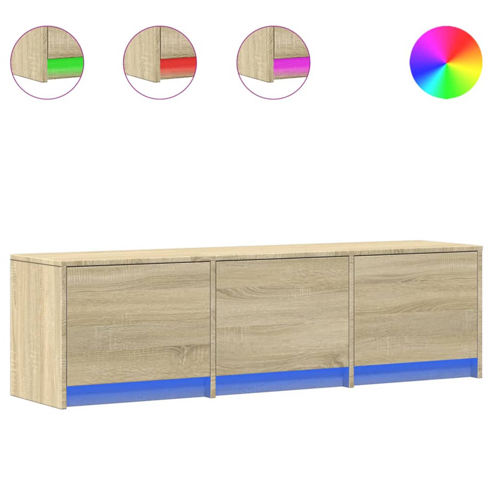 Mobile TV con led Sonoma 140 x 34 x 40 cm Legno multistrato | homemem39
