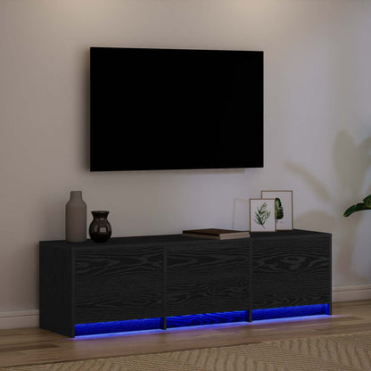 Mobile TV Rovere Nero 140 x 34 x 40 cm Legno multistrato | homemem39