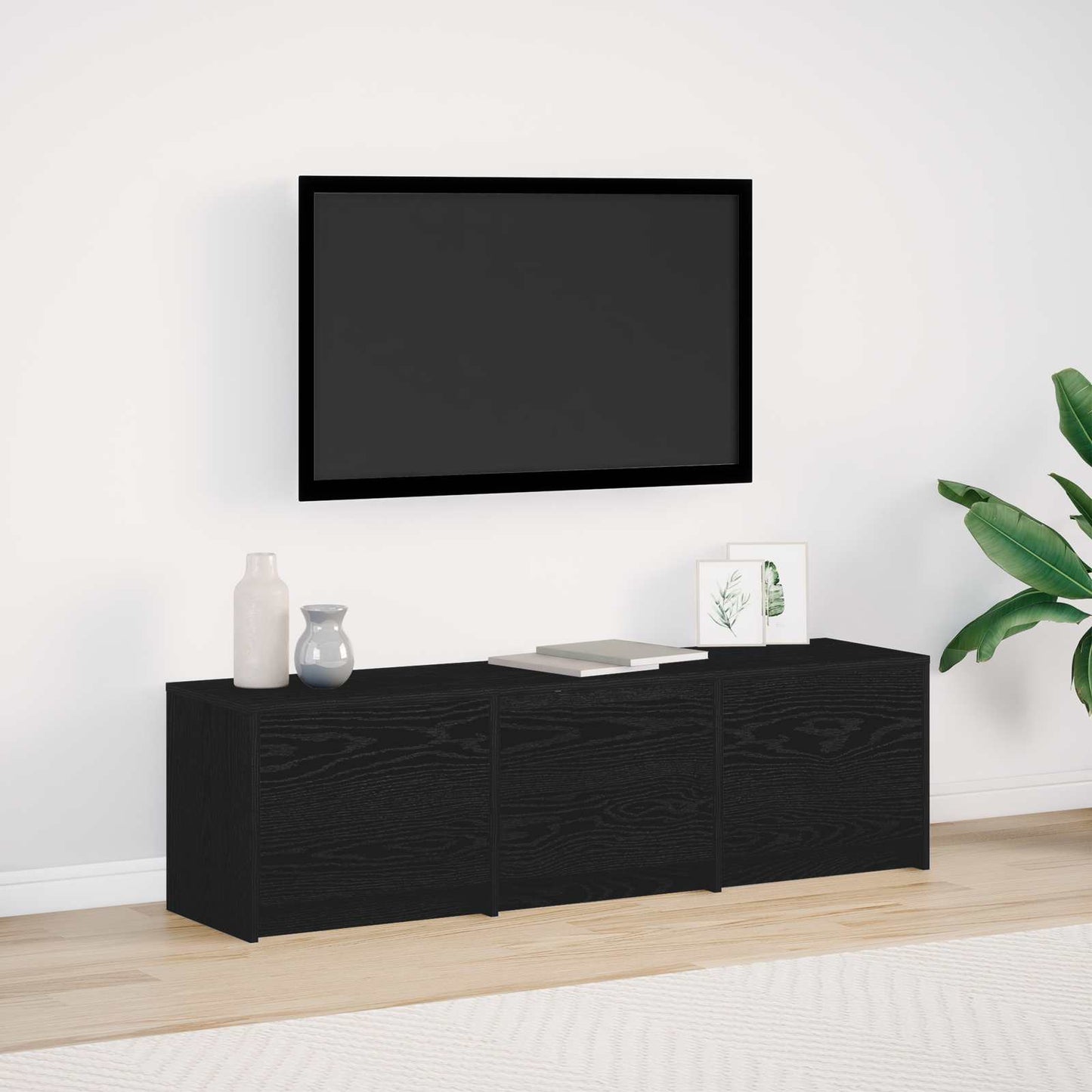 Mobile TV Rovere Nero 140 x 34 x 40 cm Legno multistrato | homemem39