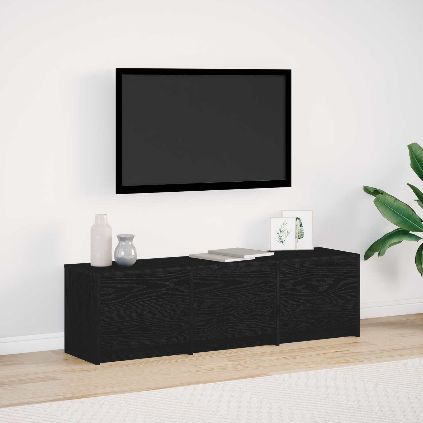 Mobile TV Rovere Nero 140 x 34 x 40 cm Legno multistrato | homemem39