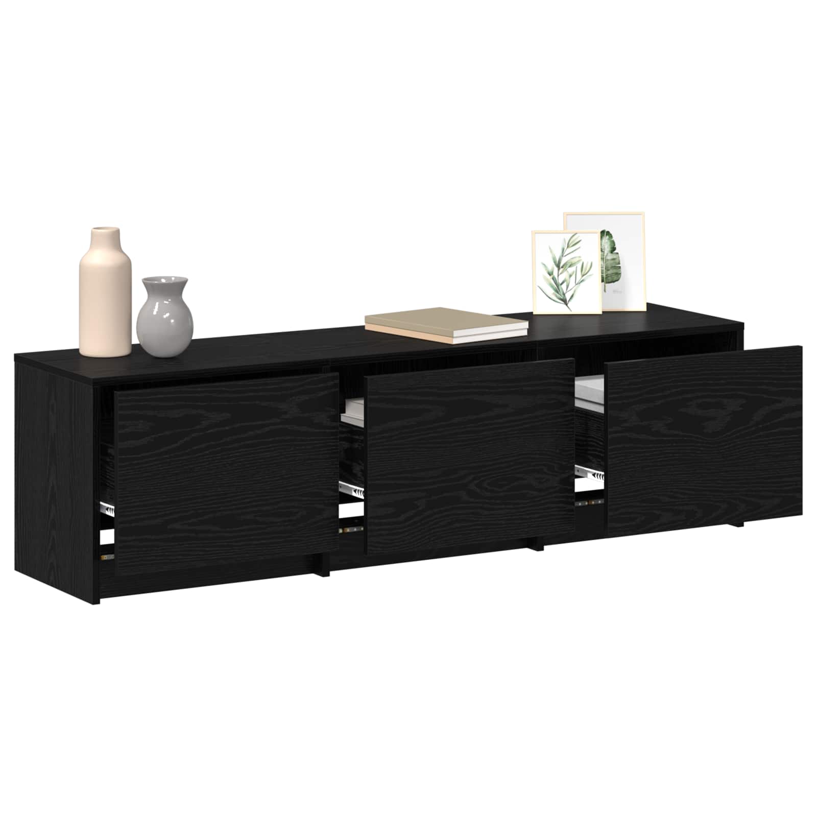 Mobile TV Rovere Nero 140 x 34 x 40 cm Legno multistrato | homemem39