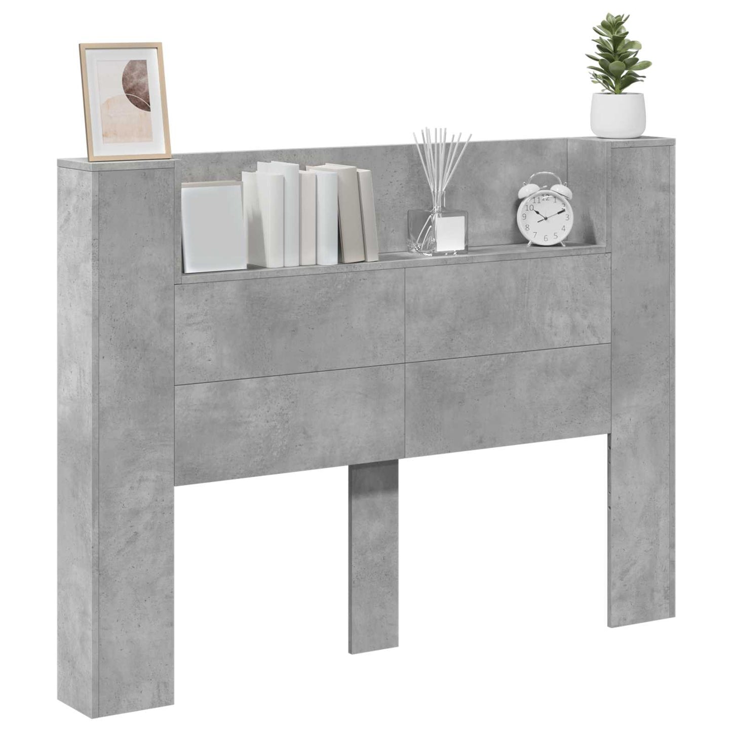 Testata con Mobile e LED Calcestruzzo 140 x 16,5 x 103,5 cm