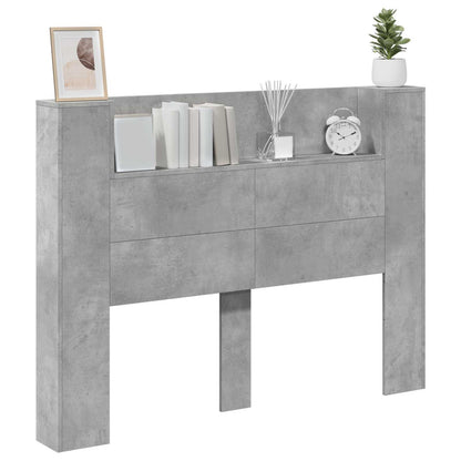Testata con Mobile e LED Calcestruzzo 140 x 16,5 x 103,5 cm