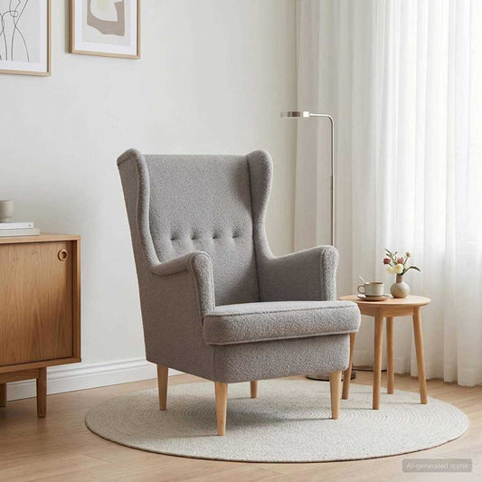 Poltrona Grigio Chiaro Bouclé