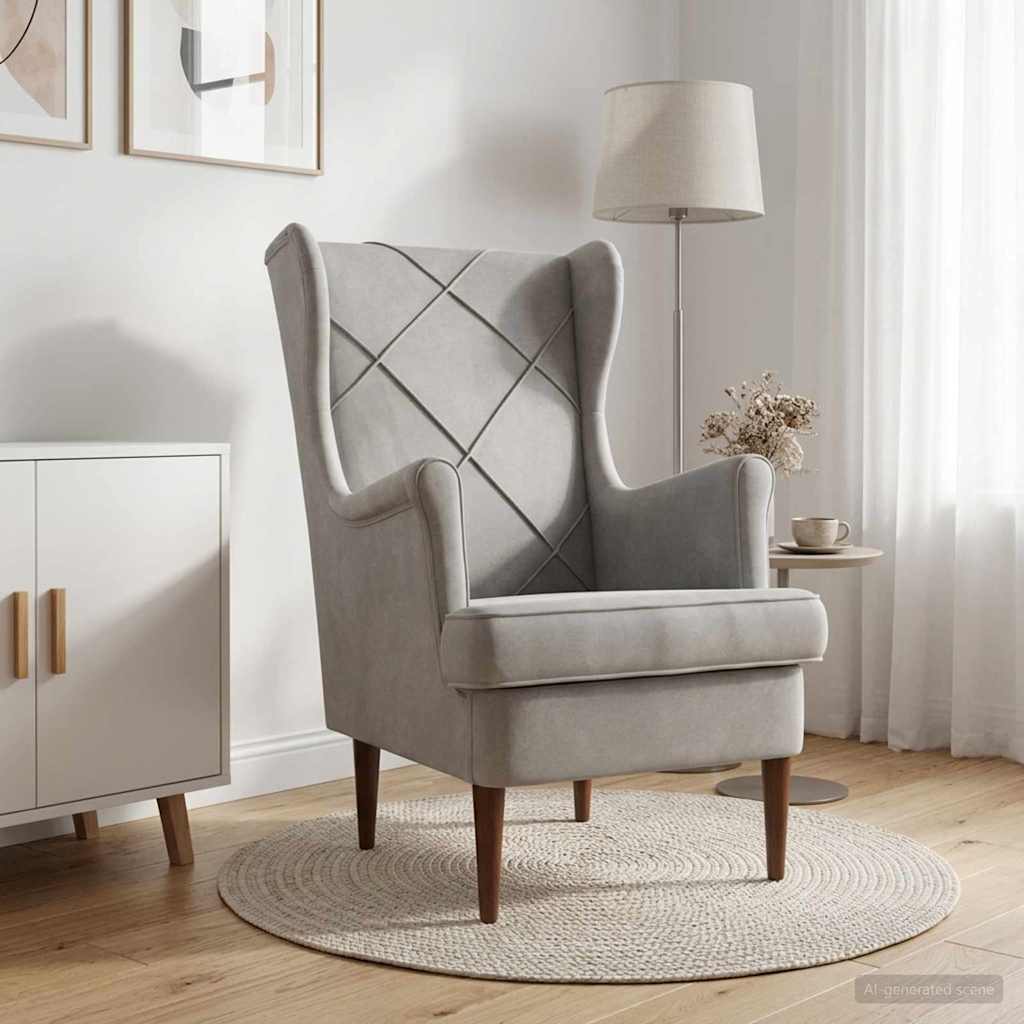 Poltrona Grigio Chiaro Velluto