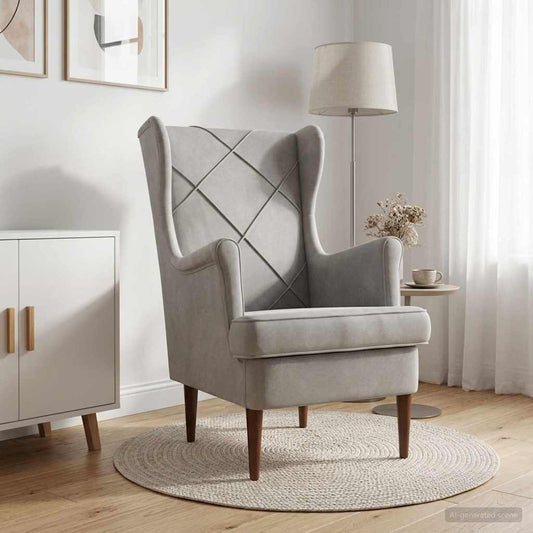 Poltrona Grigio Chiaro Velluto