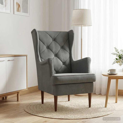 Poltrona Grigio Scuro Velluto