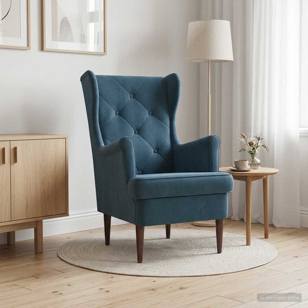 Poltrona Blu Velluto