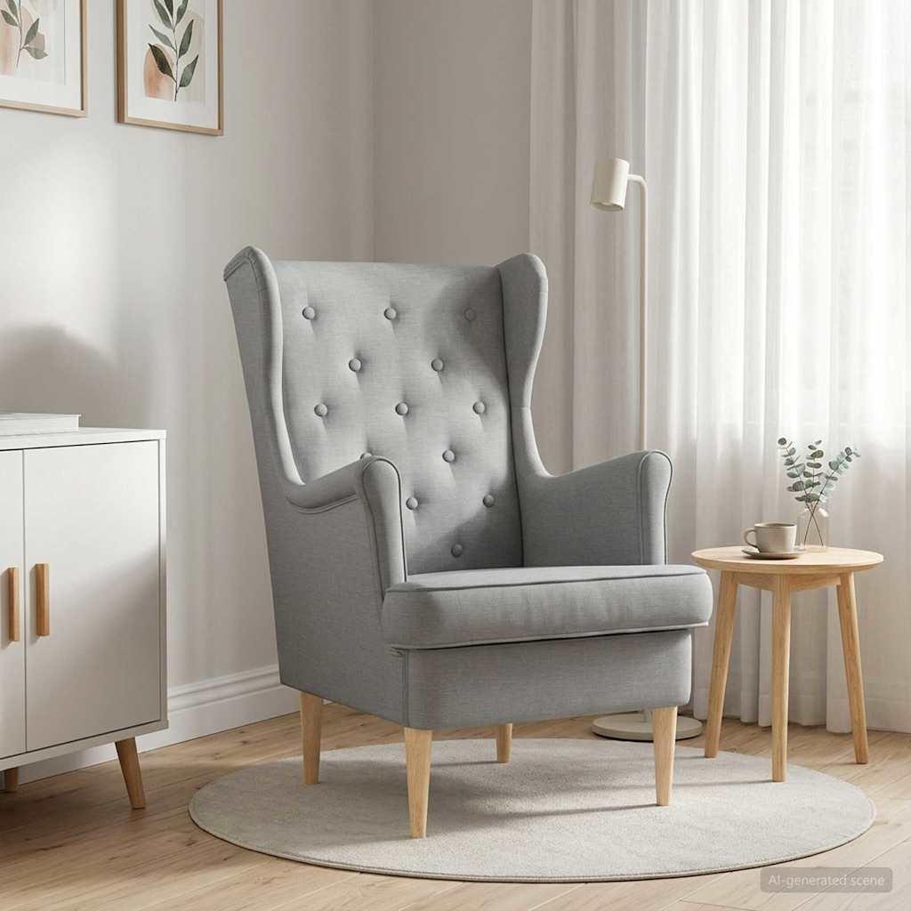 Poltrona Grigio Chiaro Tessuto