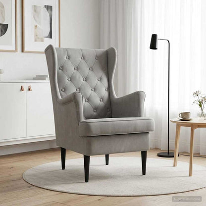 Poltrona Grigio Chiaro Velluto