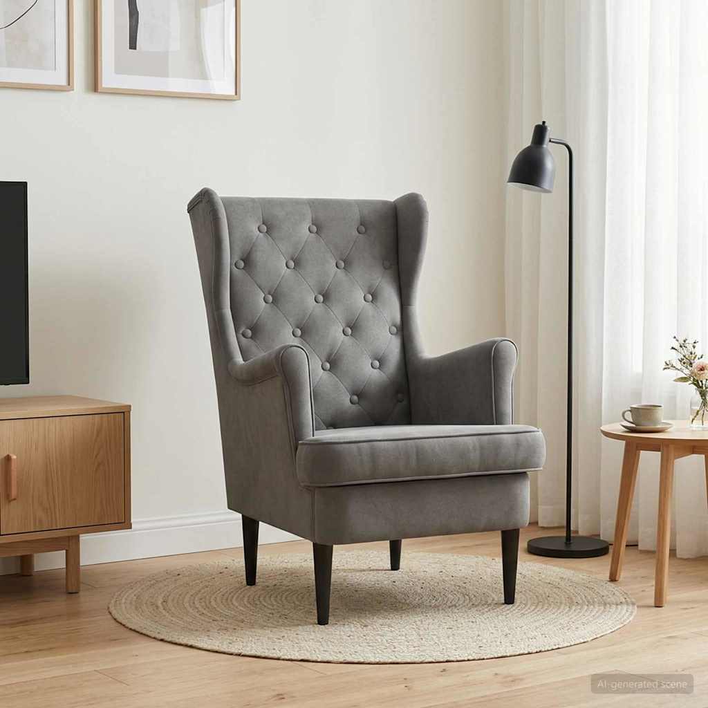 Poltrona Grigio Scuro Velluto