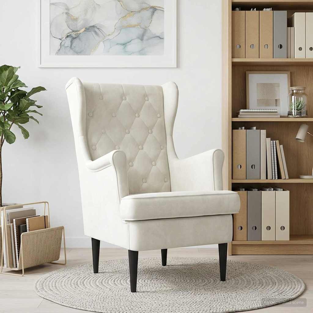Poltrona Crema Velluto