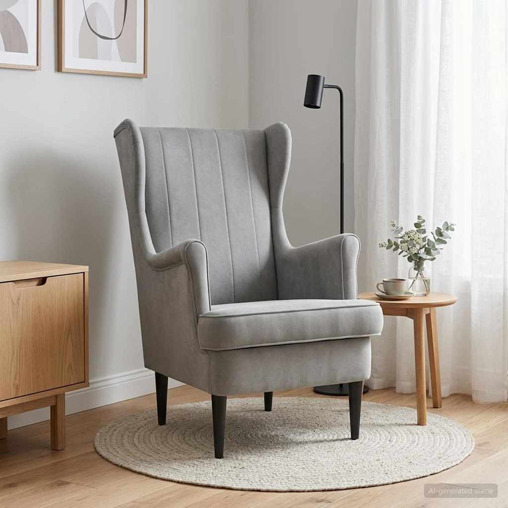 Poltrona Grigio Chiaro Velluto