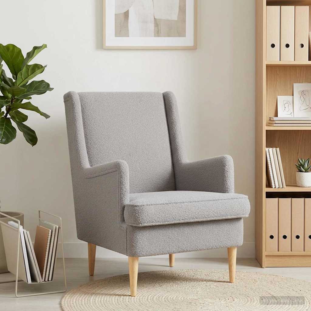 Poltrona Grigio Chiaro Bouclé