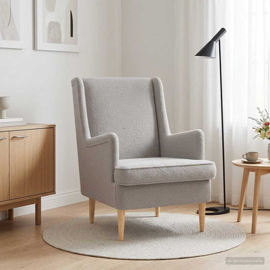 Poltrona Grigio Chiaro Bouclé