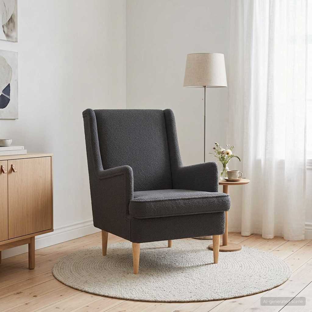 Poltrona Grigio Scuro Bouclé