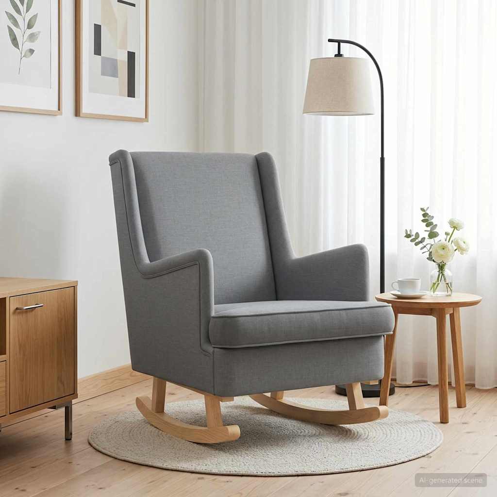 Sedia a dondolo Grigio chiaro 62 x 80 x 85 cm Tessuto | homemem39