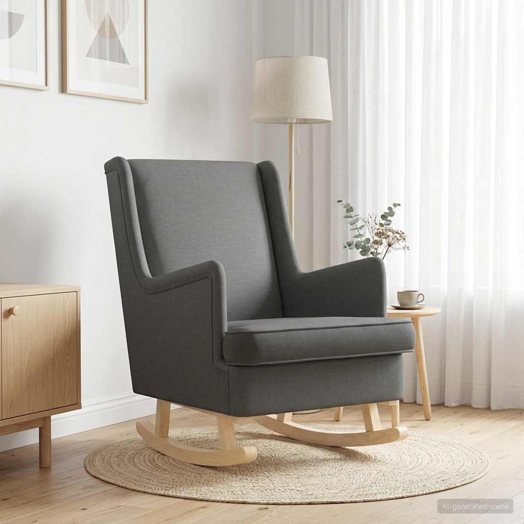 Sedia a dondolo Grigio scuro 62 x 80 x 85 cm Tessuto | homemem39