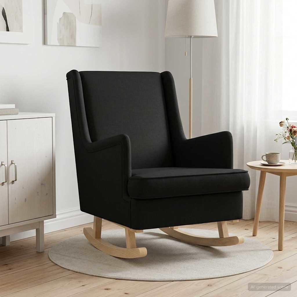 Sedia a dondolo Nero 62 x 80 x 85 cm Tessuto | homemem39