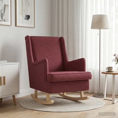 Sedia a dondolo Rosso Vino 62 x 80 x 85 cm Tessuto | homemem39