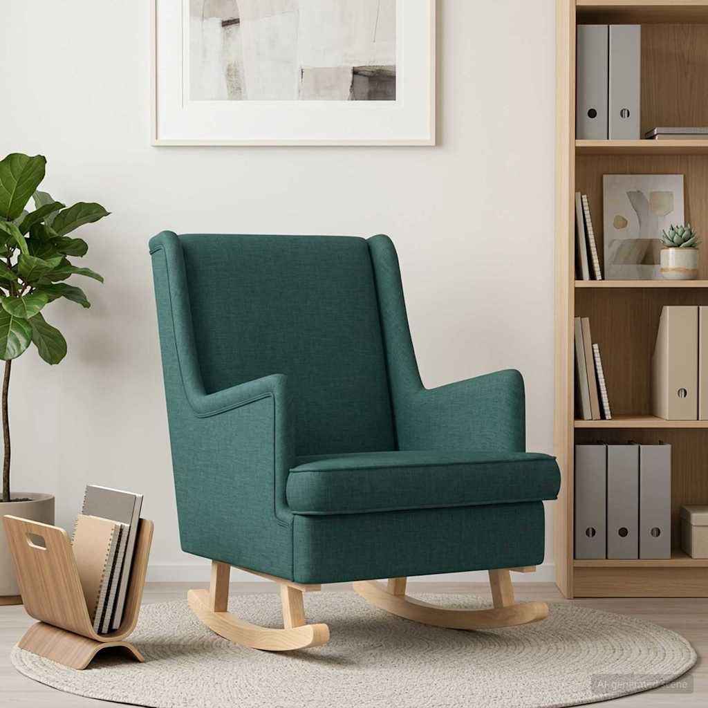 Sedia a dondolo Verde Scuro 62 x 80 x 85 cm Tessuto | homemem39