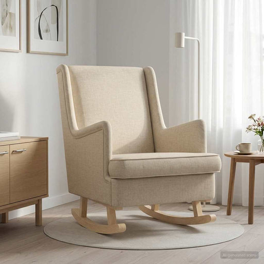 Sedia a dondolo Crema 62 x 80 x 85 cm Tessuto | homemem39