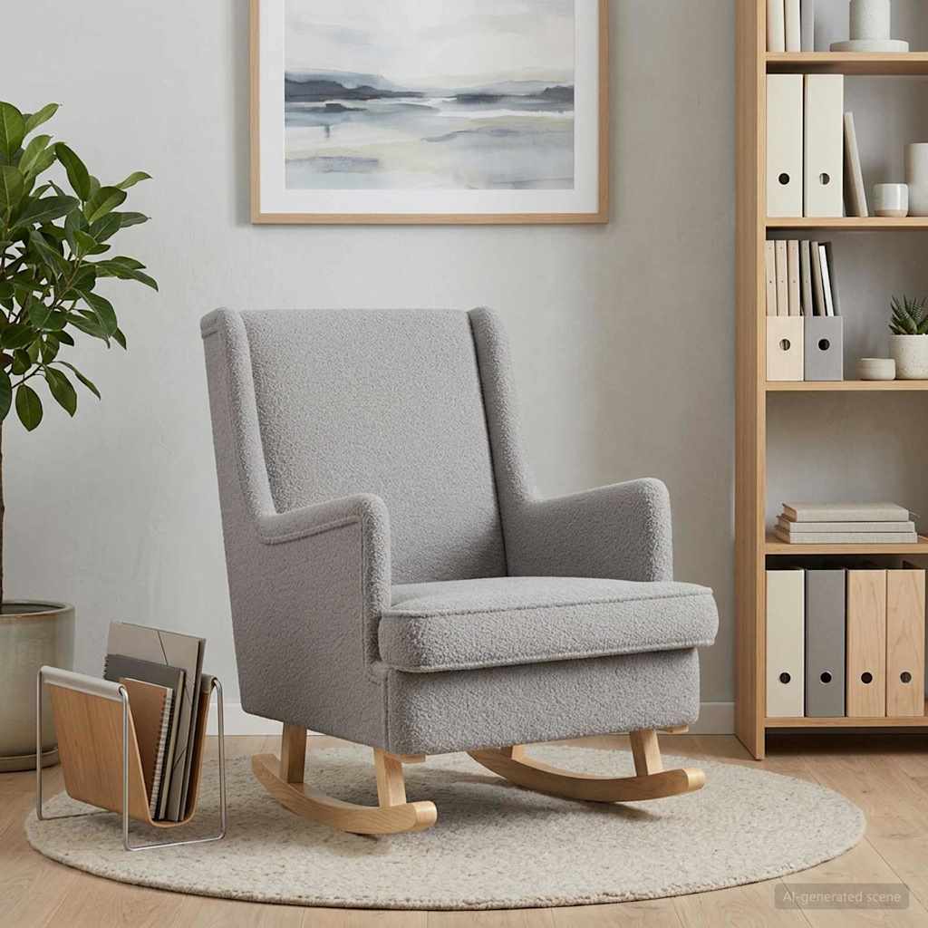 Sedia a dondolo Grigio Chiaro 62 x 80 x 85 cm Bouclé | homemem39