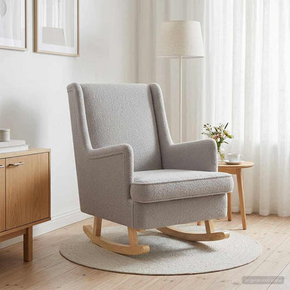 Sedia a dondolo Grigio Chiaro 62 x 80 x 85 cm Bouclé | homemem39