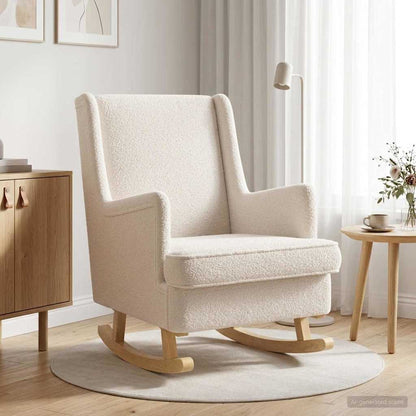 Sedia a dondolo Crema 62 x 80 x 85 cm Bouclé | homemem39