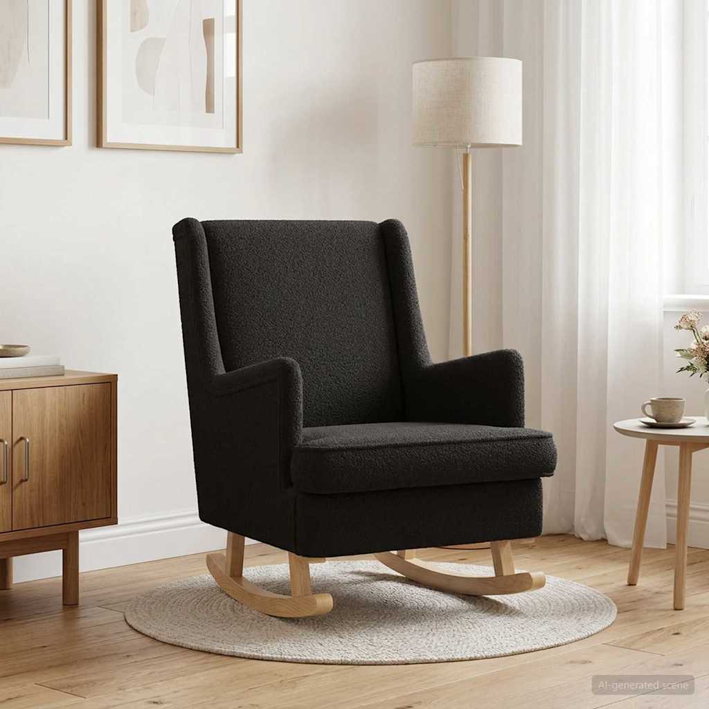 Sedia a dondolo Nero 62 x 80 x 85 cm Bouclé | homemem39