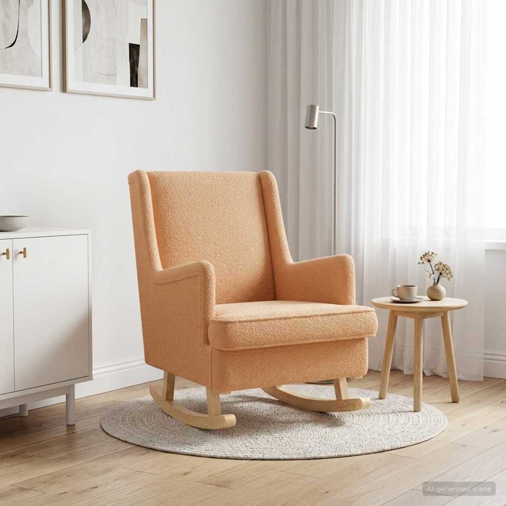Sedia a dondolo Beige 62 x 80 x 85 cm Bouclé