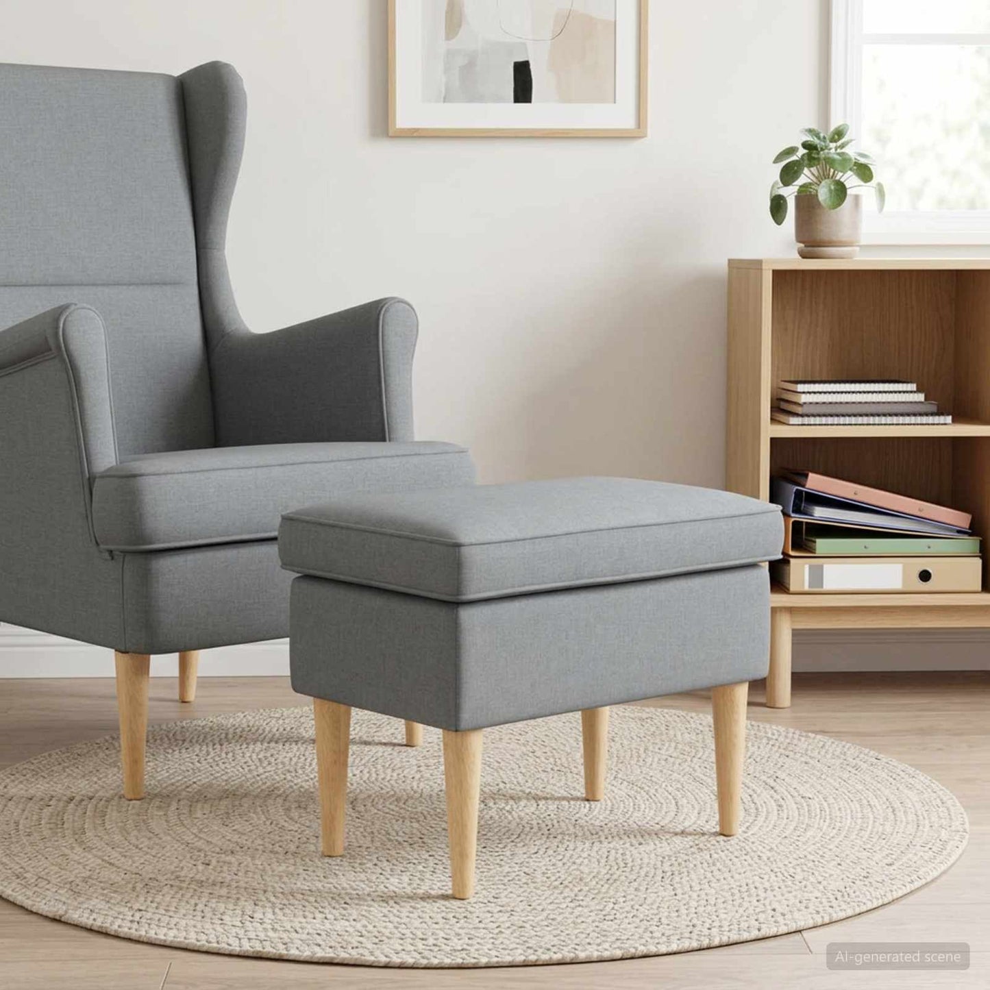 Poggiapiedi Grigio Chiaro 55 x 35 x 41 cm Poliestere | homemem39
