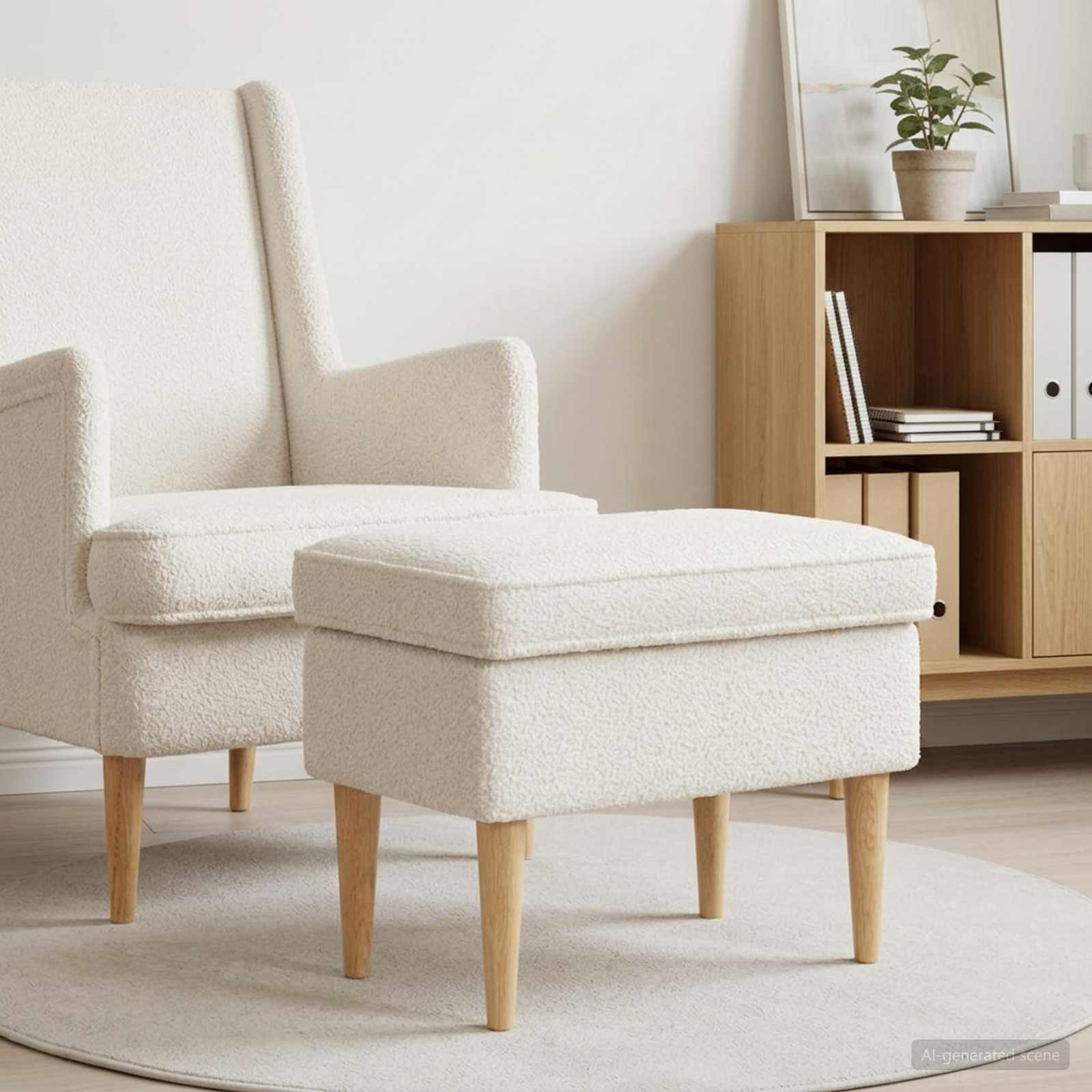 Poggiapiedi Crema 55 x 35 x 41 cm Bouclé | homemem39