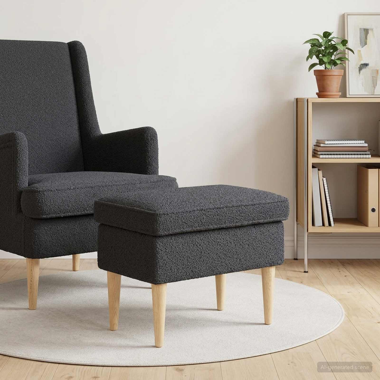 Poggiapiedi Grigio Scuro 55 x 35 x 41 cm Bouclé | homemem39