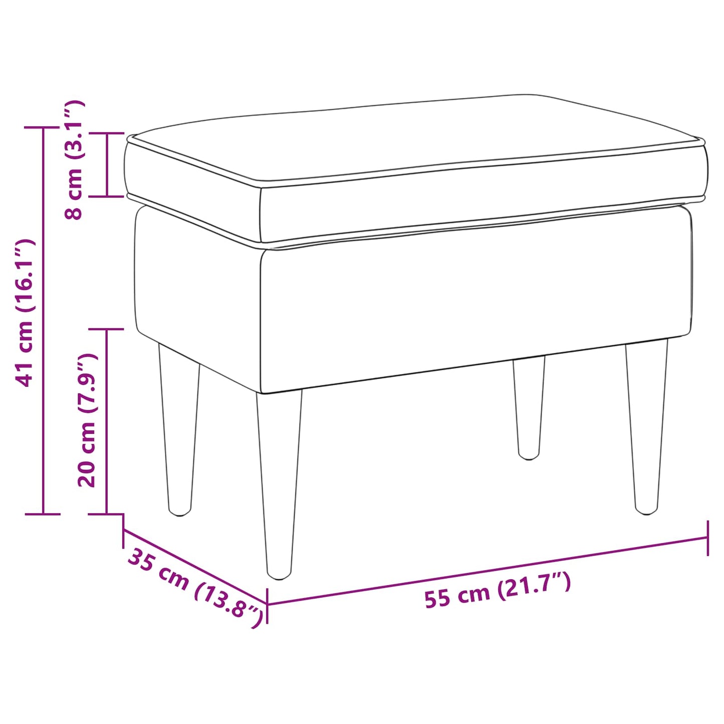 Poggiapiedi Grigio Chiaro 55 x 35 x 41 cm Velluto | homemem39