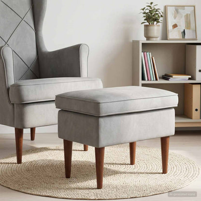 Poggiapiedi Grigio Chiaro 55 x 35 x 41 cm Velluto | homemem39