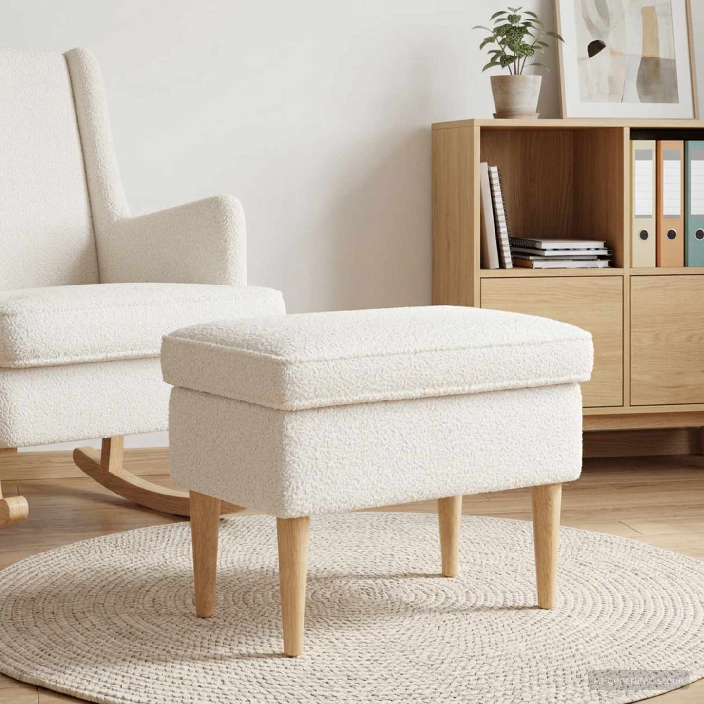 Poggiapiedi Crema 55 x 35 x 41 cm Bouclé | homemem39