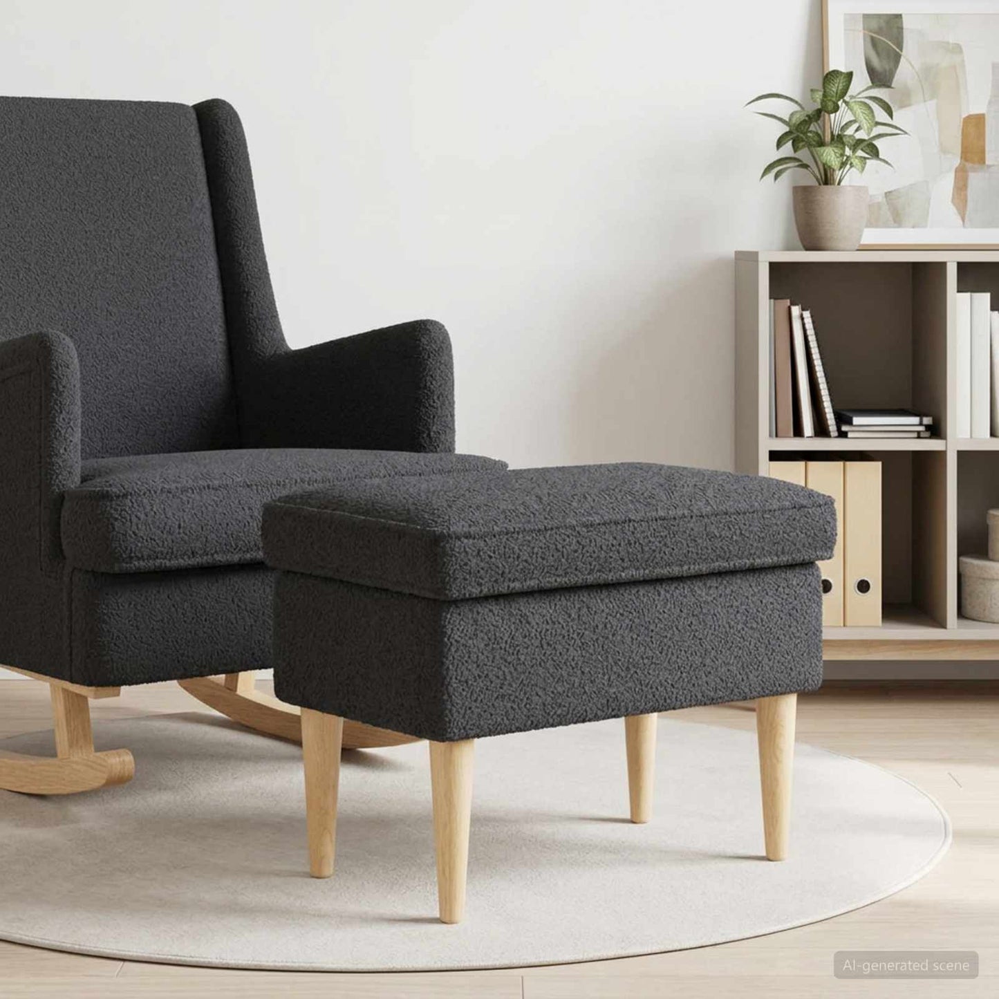 Poggiapiedi Grigio Scuro 55 x 35 x 41 cm Bouclé