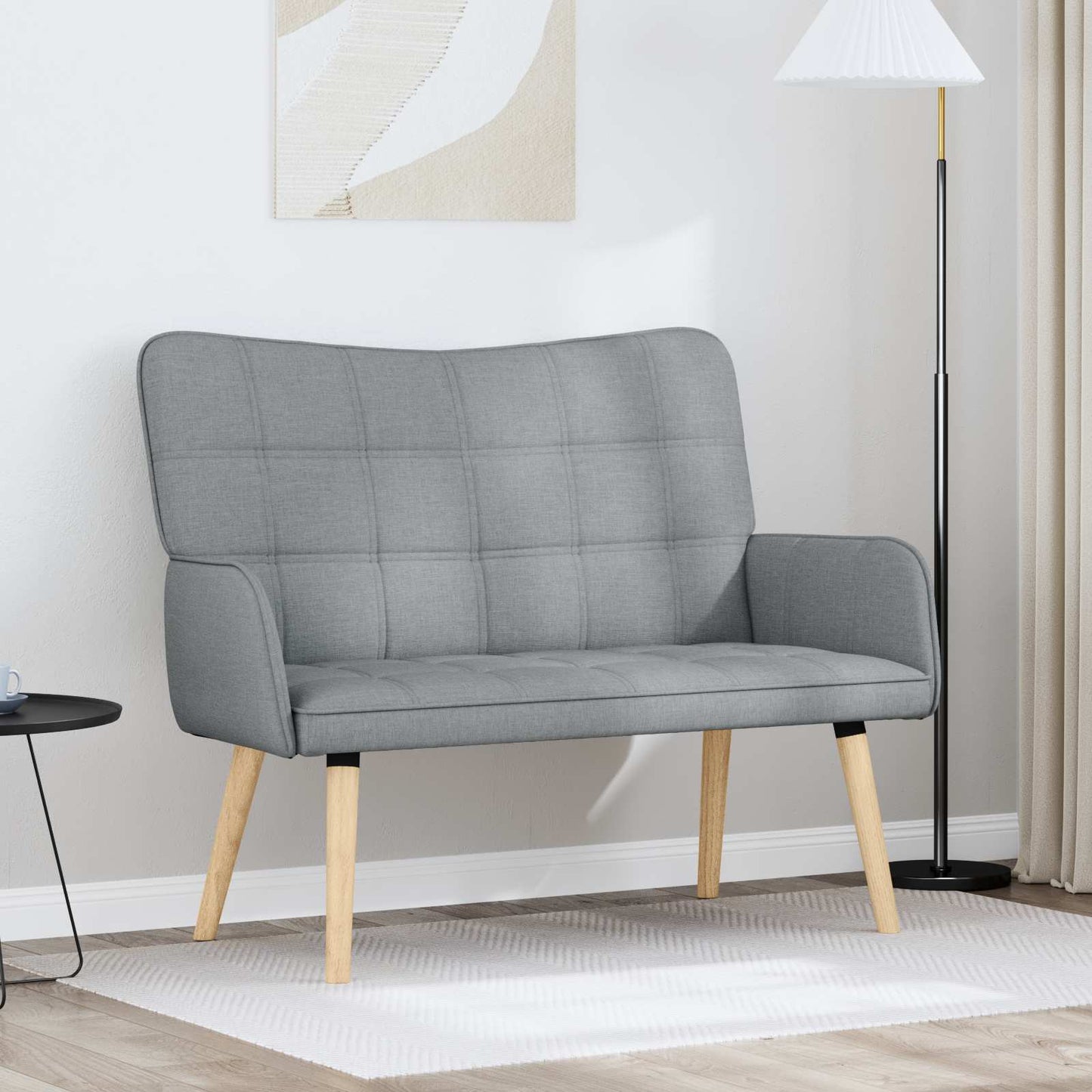 Divano a 2 Posti Grigio Chiaro 115 x 61 x 87 cm Tessuto