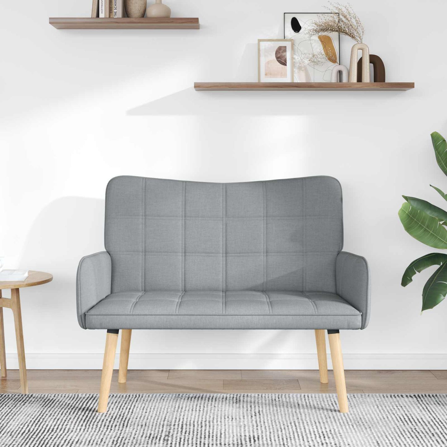 Sofa a Due Posti Grigio chiaro 115 x 61 x 87 cm Tessuto | homemem39